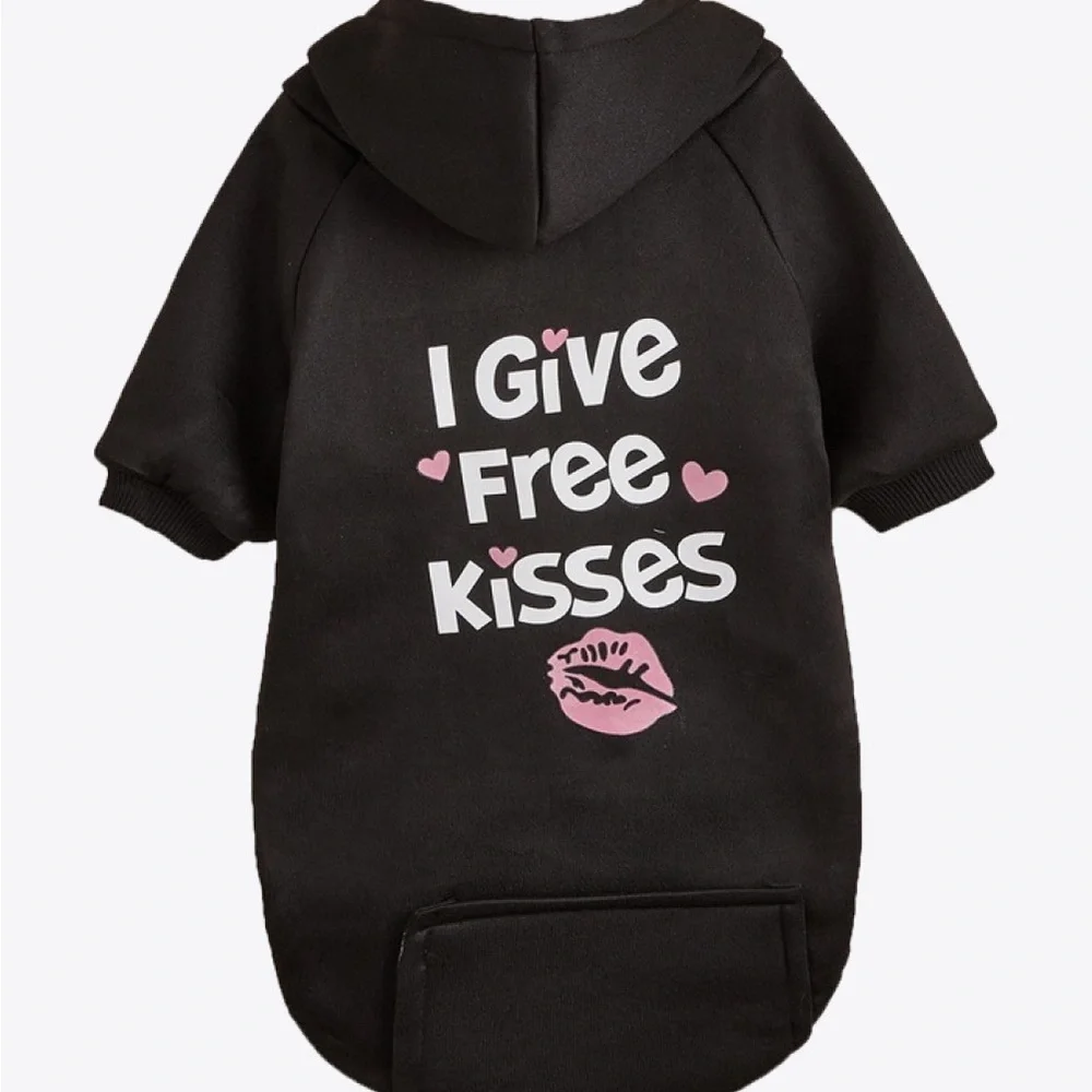 I GIVE FREE KISSES Pet Fleece Lined Hoodie | dog sweater - Picture 3 of 5